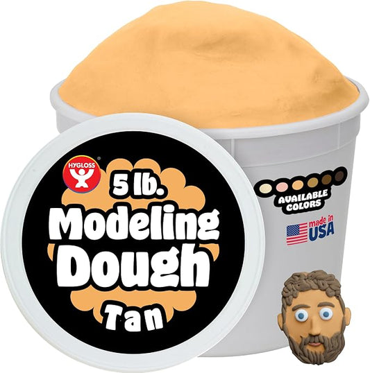 Hygloss Play Modeling Dough for Kids – Multicultural Skin Tones – Safe & Non-Toxic Sensory Dough for Arts & Crafts – Play Clay for Toddler Activities, Preschool Classroom Must-Haves (5 lb, Tan)