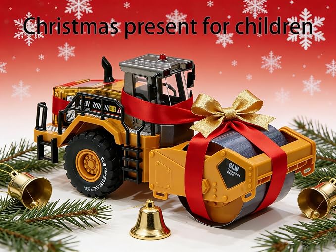 Construction Trucks Toy 1:40 Semi-Alloy Simulation Model Lights & Sounds Educational Engineering Vehicle for Kids Road Roller