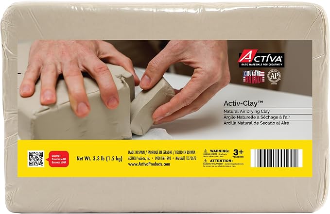 Activa Activ-Clay, White, Natural Air Dry Clay, 3.3lb (1.5kg) | Strong & Fine Grained, Perfect for Everyday Use