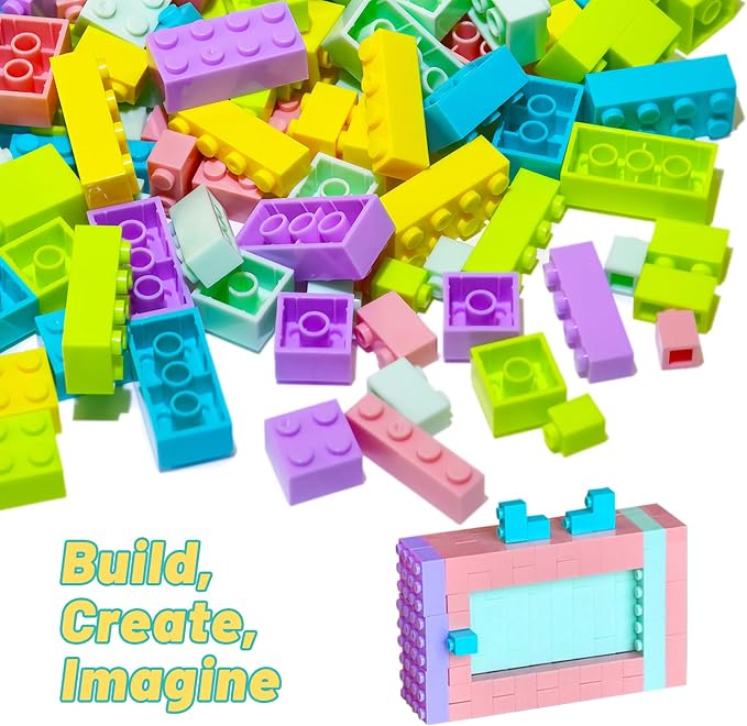 Pairez Toys 1000 Piece Blocks for Building, Bulk 2x4 Basic Bricks Building Set, Compatible with All Major Brands, Creative STEM Building Toys for Kids Ages 4+ (Pink Purple Blue Yellow Green)