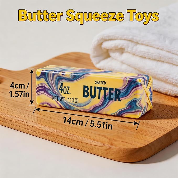 Butter Squeeze Toy 2PCS, Slow Rising Dumpling Squishy Butter Sensory Stress Relief Squishies Soft & Stretchy Fidget Toys for Anxiety Relief Party Favors (Rainbow B)