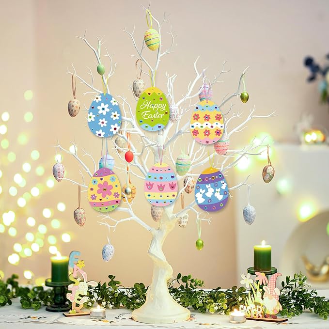 PAIVSUN 24Pcs Easter Crafts Kit, Make Your Own Easter Egg Arts and Crafts Set, DIY Self-Adhesive Bunny Sticker Handmade Artwork Decorations Spring Party Favors Supplies