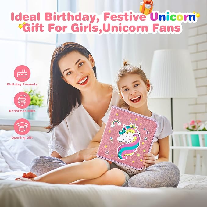 MAIGOZON Unicorn Gifts for Girls - 56 PCS Scented Markers Art Supplies Set for Kids Ages 4-8, Coloring Drawing Kit with Glitter Unicorn Case & Quick-Dry Gel Pens, Birthday Christmas Gift