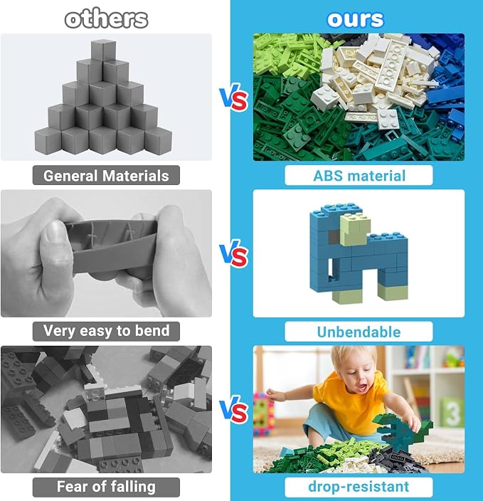 1500 PCS Classic Building Bricks - Standard Size Basic Bulk Blocks Compatible with Major Brands, 8 Natural Colors for Forest & Ocean Scenery, STEM Toys for Kids Ages 6+