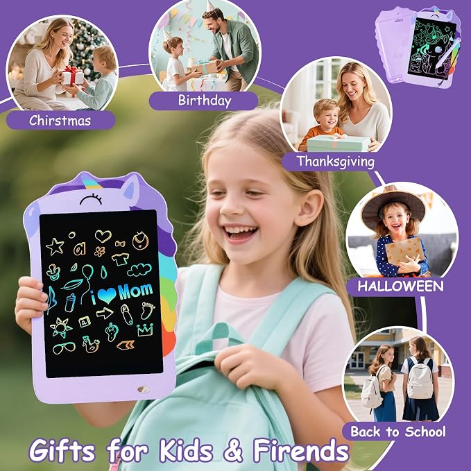LCD Writing Tablet, Unicorn Drawing Pad Doodle Board, Colorful Toddlers Toys Drawing Board, Educational Toys for Boys Girls 3 4 5 6 7 8 Year Old Christmas and Birthday Gifts