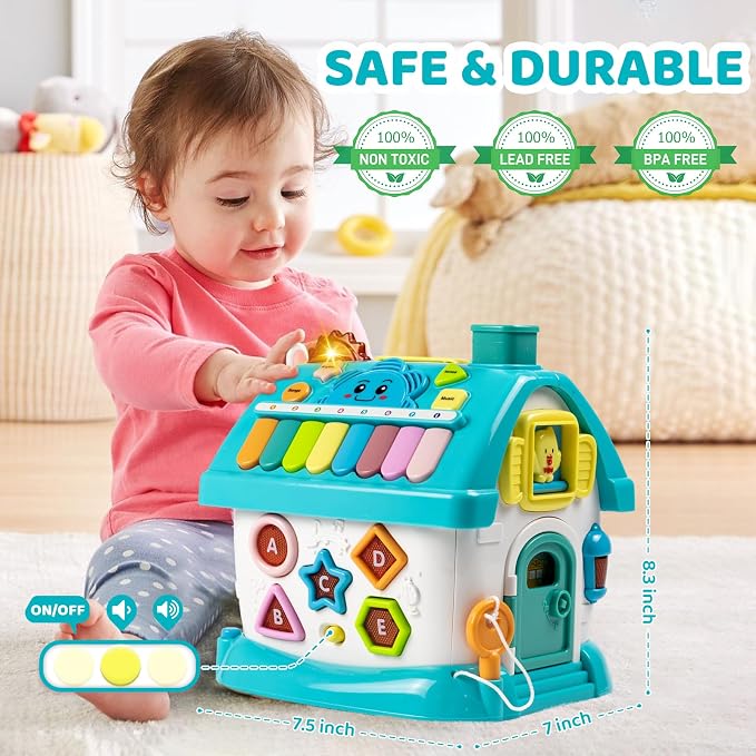 Marstone Toys for 1-2 Year Old Boys, Blue 8-in-1 Musical Learning House | one year old boy birthday gifts for toddler toys, combines learning play to hold little ones focus and keep them occupied