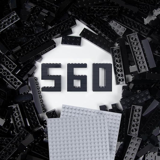Cabeeskii 560 Pieces Black Classic Building Blocks Bulk with 2 Base Plates, Building Bricks in 7 Size, Compatible with All Major Bricks, for Kids & MOC Lovers