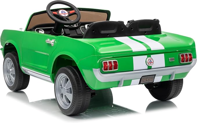 Garvee 24V 2 Seater Ride on Licensed Shelby GT350, Battery Powered Ride on Toys for Kids with Remote Control, Ford Shelby Kids Electric Vehicle 2 Seat, Safety Belt, 2 Speeds, LED Lights, Green