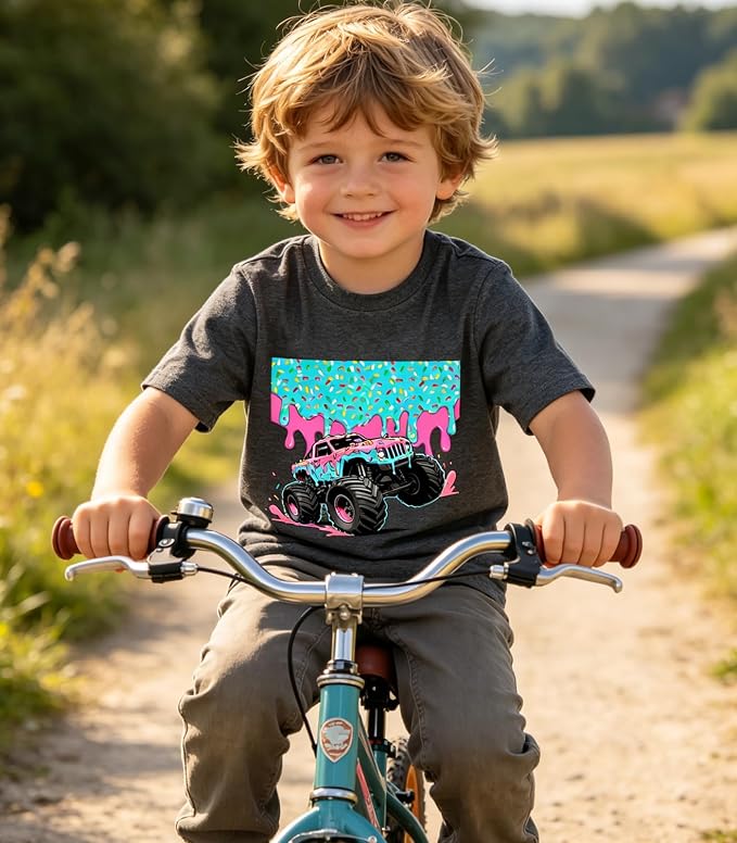 Lovekider Cotton Shirt for 3-6T Boys Truck Dinosaur Toddler Kids T-Shirt Short Sleeve Excavator Construction T-Rex Tee Shirts