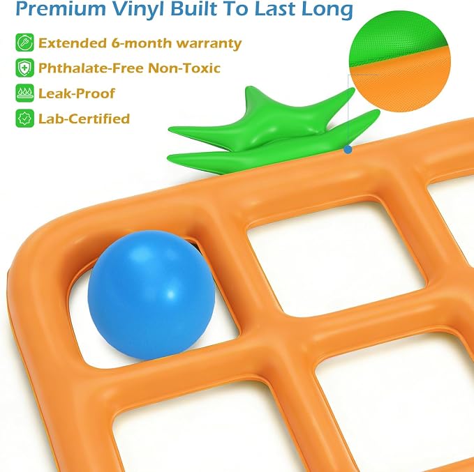 Jasonwell Tic-Tac-Toe Pool Toys Games - Giant Floating Tic Tac Toe Game Float with 10 Balls Pineapple Pool Game Party Toy Floats Yard Field Day Games Outdoor Beach Toys for Adults Teens Kids (Orange)