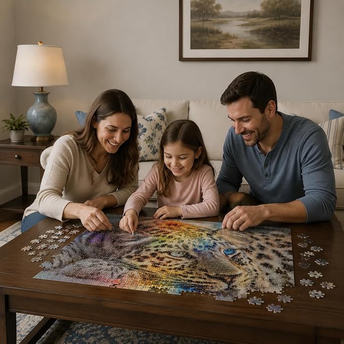 1000 Piece Puzzle for Adult, Premium Jigsaw Puzzles, Leopard Puzzle, Activities & 7 Layer Rainbow Paper, Framed Wall Art – Unique Gift for Adults & Puzzle Enthusiasts