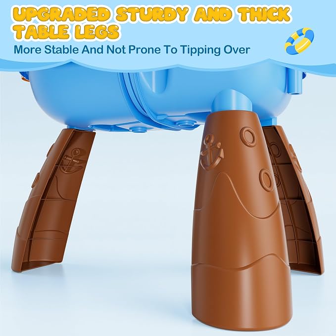 Kids Sand Water Table for Toddlers with Umbrella/Water Pumb, 3-Tier Outdoor Water Sand Play Table Beach Toys, Summer Splash Activity Sensory Table Party Birthday Gift for Kids 3 4 5 6 7 8