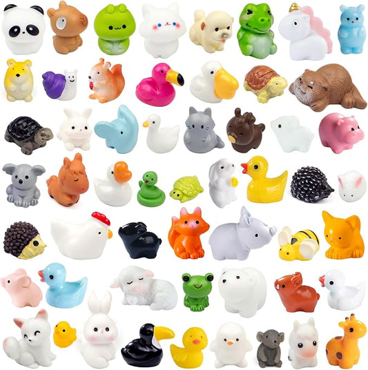 55 Pcs Mini Resin Animal Figurines, Tiny Animals Desk Pets & Miniature Figures for Fairy Garden, Dollhouse, Aquarium and DIY Crafts,Mini Figures to Hide