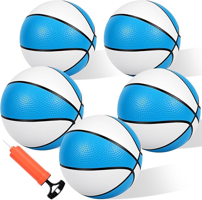 5 Pack 6" Mini Basketball Set - Lightweight 90g PVC Small Basketball for Toddlers Boys Girls Teenagers Floating Water Pool Basketball for Indoor Outdoor Swimming Pool Games Basketball Hoop & Goal