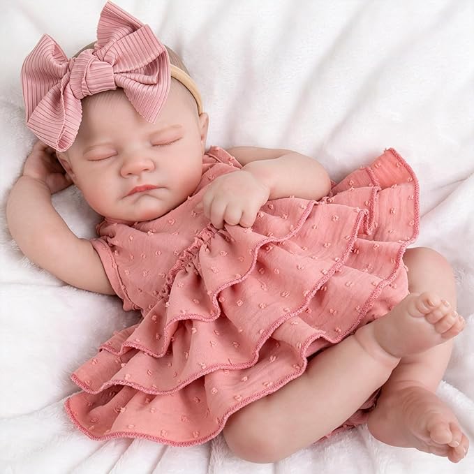 Aori Realistic Reborn Baby Dolls - 20" Lifelike Sleeping Newborn Girl with Magnetic Pacifier, Poseable Limbs, Hand-Painted Skin, Soft Body for Girls 3+