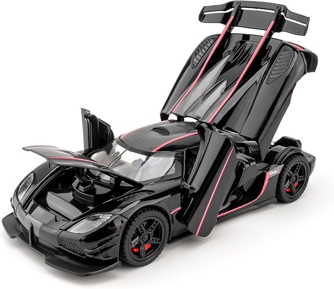 1:32 Scale Car Model Compatible for Collectible ONE1 Toy Vehicle, Zinc Alloy Pull Back Toy Car with Sound and Light for Kids Adults, Birthday Gift Black