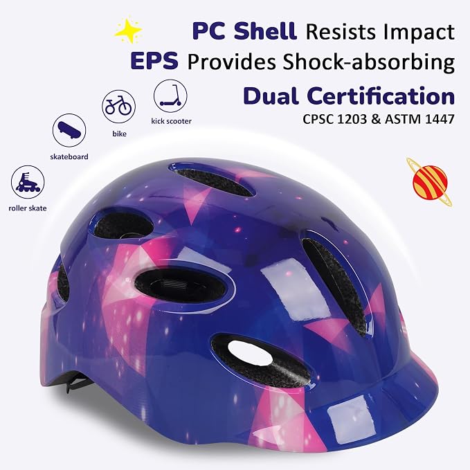 Kids/Youth Bike Helmet for Boys Girls and Teens, Adjustable and Multi-Sport for Bicycle, Kick Scooter, Skateboard, Roller/Inline Skate