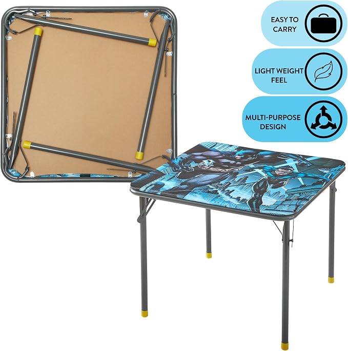 Batman 3 Piece Children's Activity Square Table and 2 Folding Chairs Set, Ages 3+