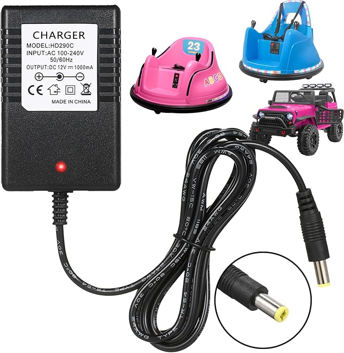 12V Charger for kidzone Bumper car,12v Battery Charger for Ride On Toys,cargador para carro eléctrico de niño, Kids Bumper Car Replacement Charger
