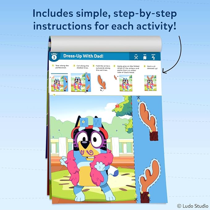 Skillmatics Bluey Scissor Skills Activity Book - Snip Snip, Preschool Cutting & Creative Activities, Felt Craft Kit, Fine Motor Skills Toys, Gifts for Boys & Girls Ages 3, 4, 5, 6, 7