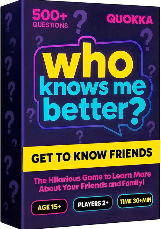 QUOKKA Board Games for Adults and Teens – Who Knows Me Better Classic – Family Trivia Card Game with 500+ Questions for Party Night – Fun Guessing Game Ages 15+