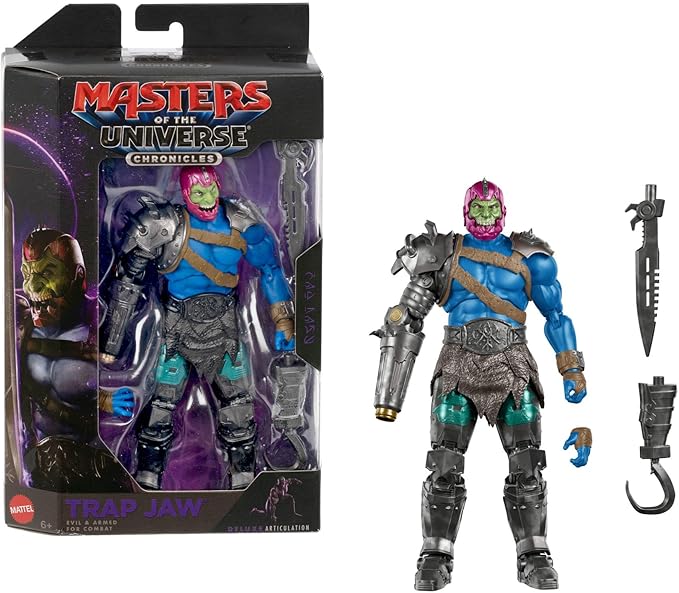 Masters of the Universe Action Figure Chronicles Trap Jaw, 6.5 Inch 2026 Movie Accurate Villain, Deluxe Articulation 30 Points, Arm Hook