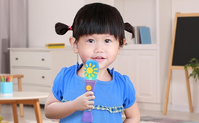 eKids Ms Rachel Toy Microphone for Kids, Includes Built-in Music and Lights, Toddler Toys (Purple)