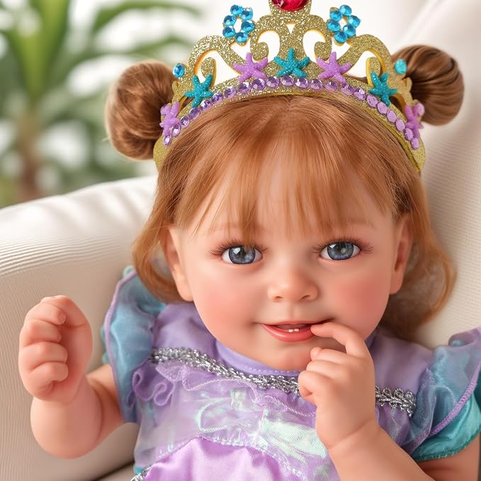 BABESIDE Lifelike Reborn Baby Dolls Dara - 18 Inch Realistic-Newborn Baby Doll Brown Hair Girl Handmade Real Life Dolls with Clothes and Toy Accessories Gift for Kids Age 3+