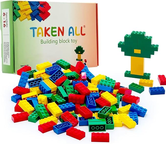 Taken All 120Pieces Classic Building Bricks Blocks Toy Set 2x4 MOC Building Basic Bricks Parts and Pieces Compatible with Major Brands Construction Toys for Kids 6 yr+ (Red, Yellow, Blue, Green)