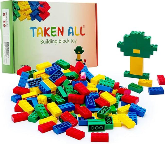 Taken All 120Pieces Classic Building Bricks Blocks Toy Set 2x4 MOC Building Basic Bricks Parts and Pieces Compatible with Major Brands Construction Toys for Kids 6 yr+ (Red, Yellow, Blue, Green)