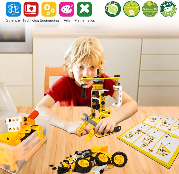 HOMETTER STEM Building Toys, 10 in 1 Construction Set for Preschool Kids, Educational Creative Games Holiday Idea Gift for 5+ Years Old, Stem Activities for Kids Ages 4-8 5-7 6-8 Boy Birthday Gifts
