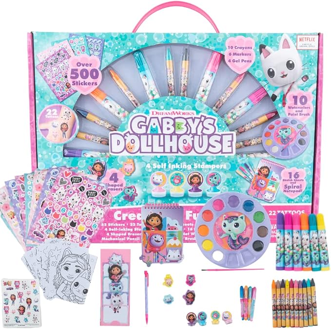 Innovative Designs Gabby's Dollhouse Creativity Fun Kids Art Set for Coloring, Painting, and Crafts