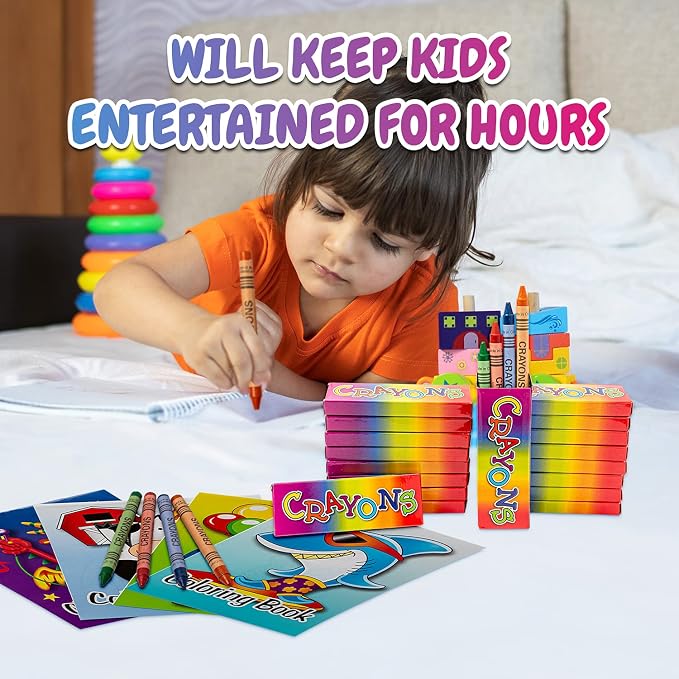 Bulk 72 Mini Coloring Books for Kids,Coloring Book & Crayons (72 Pcs) Party Favors, Giveaways for Kids | Classroom, Stocking Stuffers, (72 Pack), Mini Books 5x7 | Assorted Designs