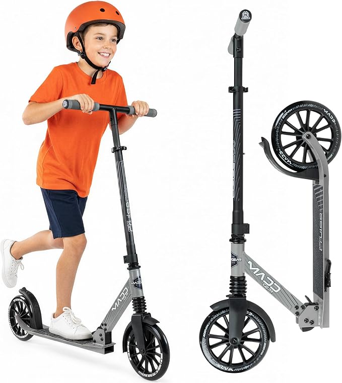 Kick Scooter for Kids, Teens & Adults - Lightweight Durable Frame, Smooth Ride, Sturdy Deck - Fun Rides for All Ages - Madd Gear