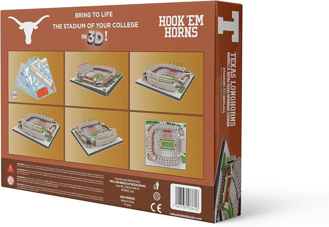 Pro-Lion 3D Jigsaw Puzzle of Darrell K Royal–Texas Memorial Stadium -104 Pieces | Home of Texas Longhorns | NCAA Football Gifts for Age 7+