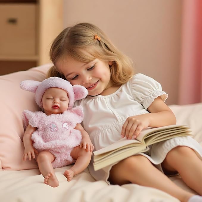 BABESIDE Silicone Baby Doll - 16 Inch (Weight 4 Lb) Reborn Baby Dolls Silicone Full Body Platinum Silicone Weighted Realistic Sleeping Newborn Lifelike Preemie Doll Gift Collectors & Kids Age 3+