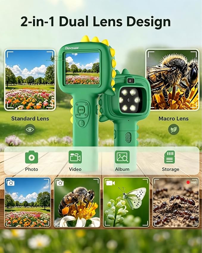 Microscope Camera for Kids Gifts Toys- Handheld Pocket Microscopes with 2.4" Screen and Autofocus - Mini Digital Educational Science Kit for Christmas Birthday for Age 3-5 5-7 8-12 Girls Boys (Green)