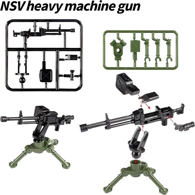 Toy Weapons Accessories Weapons Pack Military U.S 5 Types Heavy Weaponry Toys Military Equipment Battle Blocks Bricks Compatible with Major Brand, 3 Years Old and up