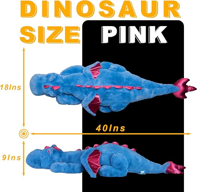 YOUBLEK 40In 5Lb Weighted Stuffed Animals,Cute Plush Dragon,Weighted Stuff Dinosaur Toy for Kids Adult Gift or Decoration (5lb, Blue)