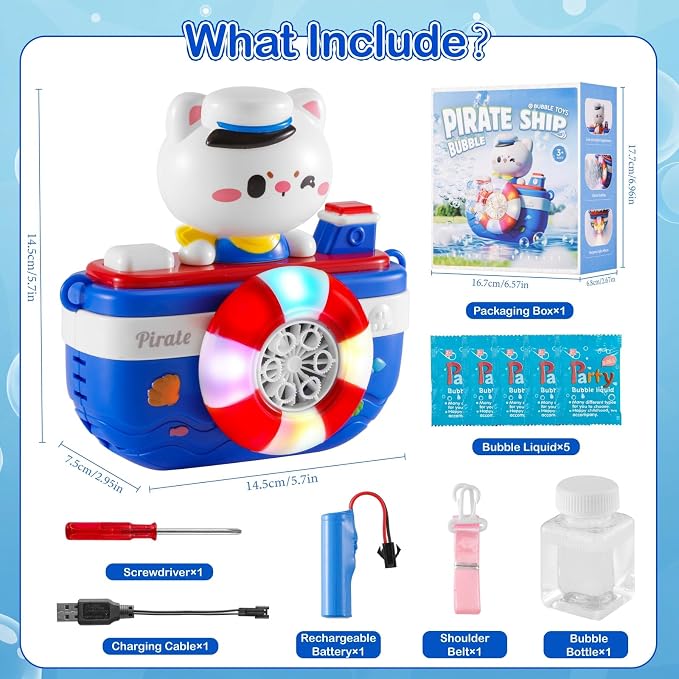 Kids Bubble Camera with Rechargeable Battery & 5 Refills, Automatic Bubble Blower Machine with Music & LED Lights, Outdoor Summer Toys for Toddlers Age 4-8, Birthday Gifts for Boys & Girls