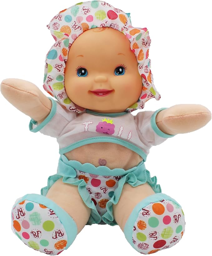 Goldberger Baby's First 12" Smartie Pants Doll with Raspberry White T-Shirt - Includes "Baby Talk" Sound Module with Surprise Raspberry Ending