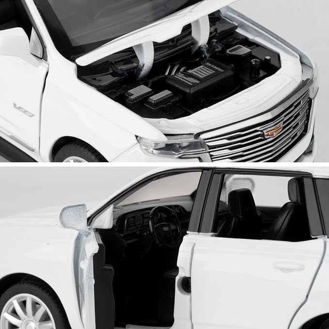 WAKAKAC Escalade SUV Model Cars, 1:32 Toy Cars Pull Back Die-cast Vehicles, Collectible Cars with Sounds＆Lights for Kids Boys Girls and Adults (White)