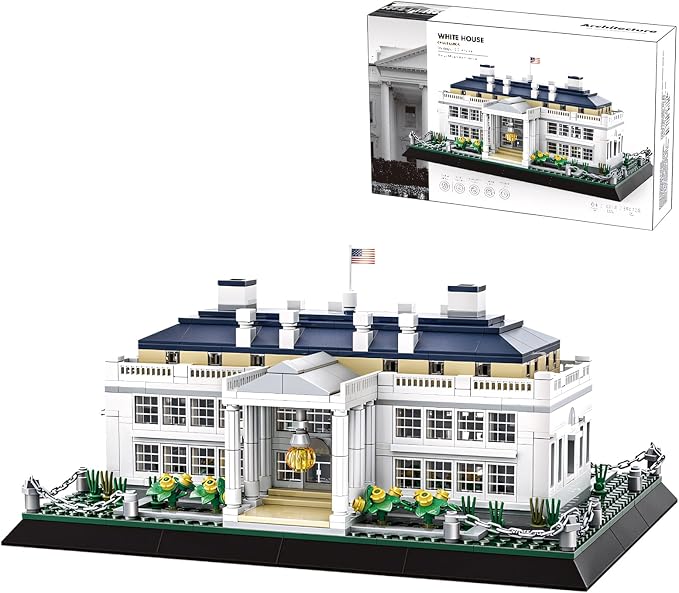 White House Architecture Building Blocks Set 894 PCS Washington D.C. Landmark Model Kit for Adults Teens United States Capitol Souvenir Gift Educational Construction Toy for Home Office Decor