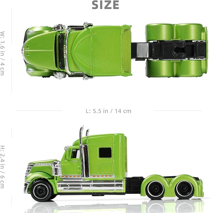 Semi Truck Toy, 1/64 Scale Alloy Metal Diecast Heavy Semi Truck Trailer Head Toy Model, International Lonestar Diecast Tow Traktor Toy Gift for Boy Adult Model Car Collector -Green