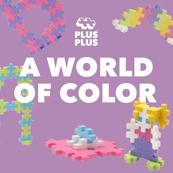 Plus Plus Big - 100 Piece Pastel Color Mix - Interlocking Large Puzzle Building Blocks, Quiet Stem Toys for Toddlers - Gifts for Boys & Girls