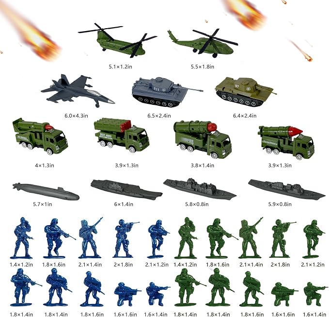 TALGIC Army Men Playset - Large Set Including Army Men Action Figures, Battle Mat, Army and Navy Weapon Gear Accessories, Military Combat Toys, Army Toys for Boys Age 4-12