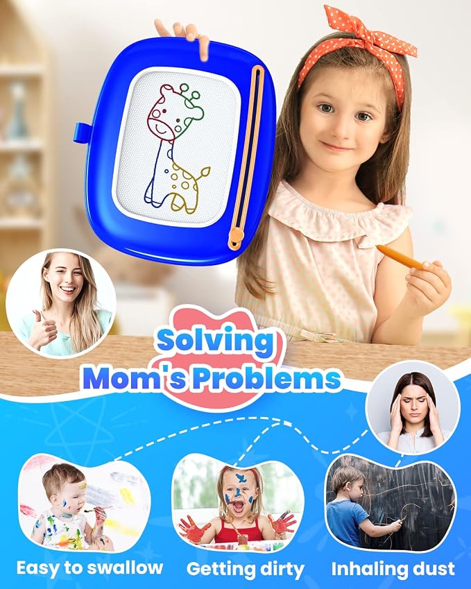 Seimome Toddlers Toys Ages 1-3, Magnetic Drawing Board, Doodle Board Pad Learning and Educational Toys for 18 Months Baby, 1-3 Yr Kids Birthday Gifts- Dark Blue