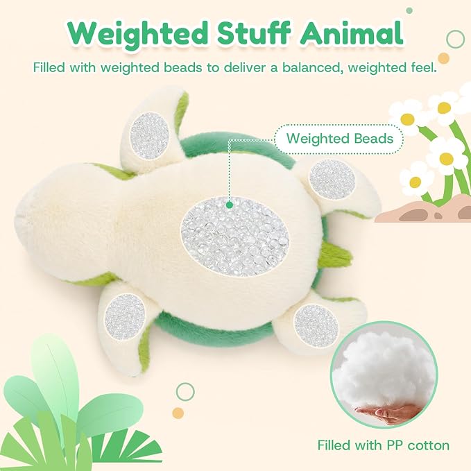 Turtle Weighted Stuffed Animal Soft Plush Toy Gift (10.6 Inch, 0.7 Lbs)