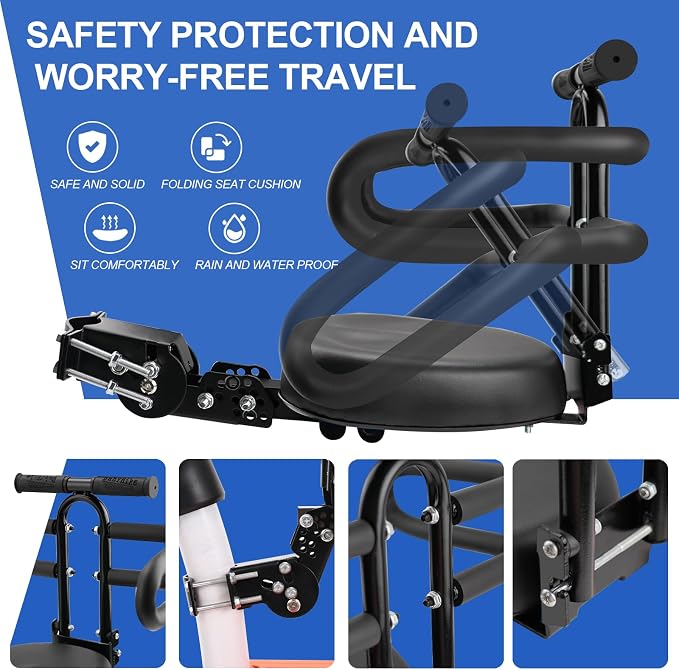Rear Child Bike Seat, Width Adjustable Toddler & Baby Bike Seat for Adult Bike, Bike Chair for Bicycle, Kids Seat Fits Children 2~6 Years, Supports Up to 55 lbs