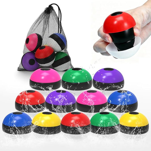 Reusable Water Balloons 12 Pcs, Refillable Self-Sealing Water Bombs, Quick Fill Silicone Water Balls for Kids, Non-Magnetic Splash Toys for Outdoor Summer Fun, Pool Beach Backyard Water Park Games